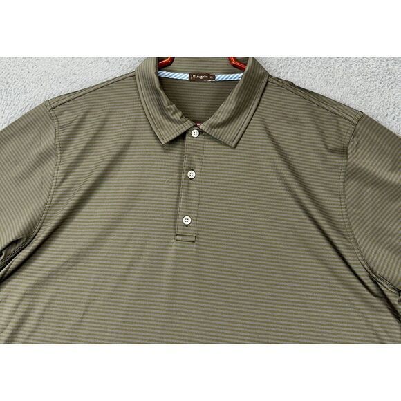 J Mclaughlin Shirt Mens XL Olive Green Striped Golf Polo Stretch Athletic Rugby - Picture 6 of 9